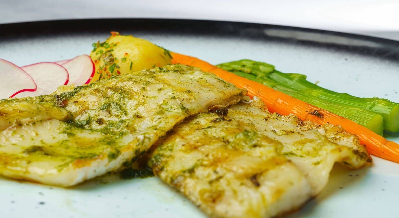 A carefully presented dish from Adella Seafood