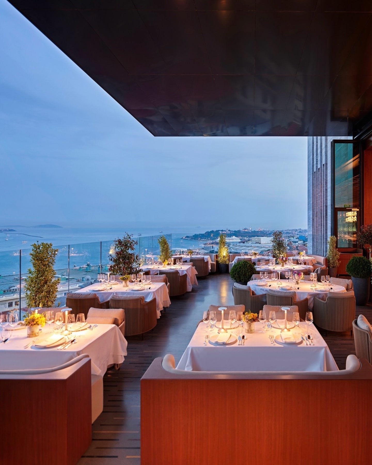 The Bosphorus-facing terrace dining room at BİZ Istanbul