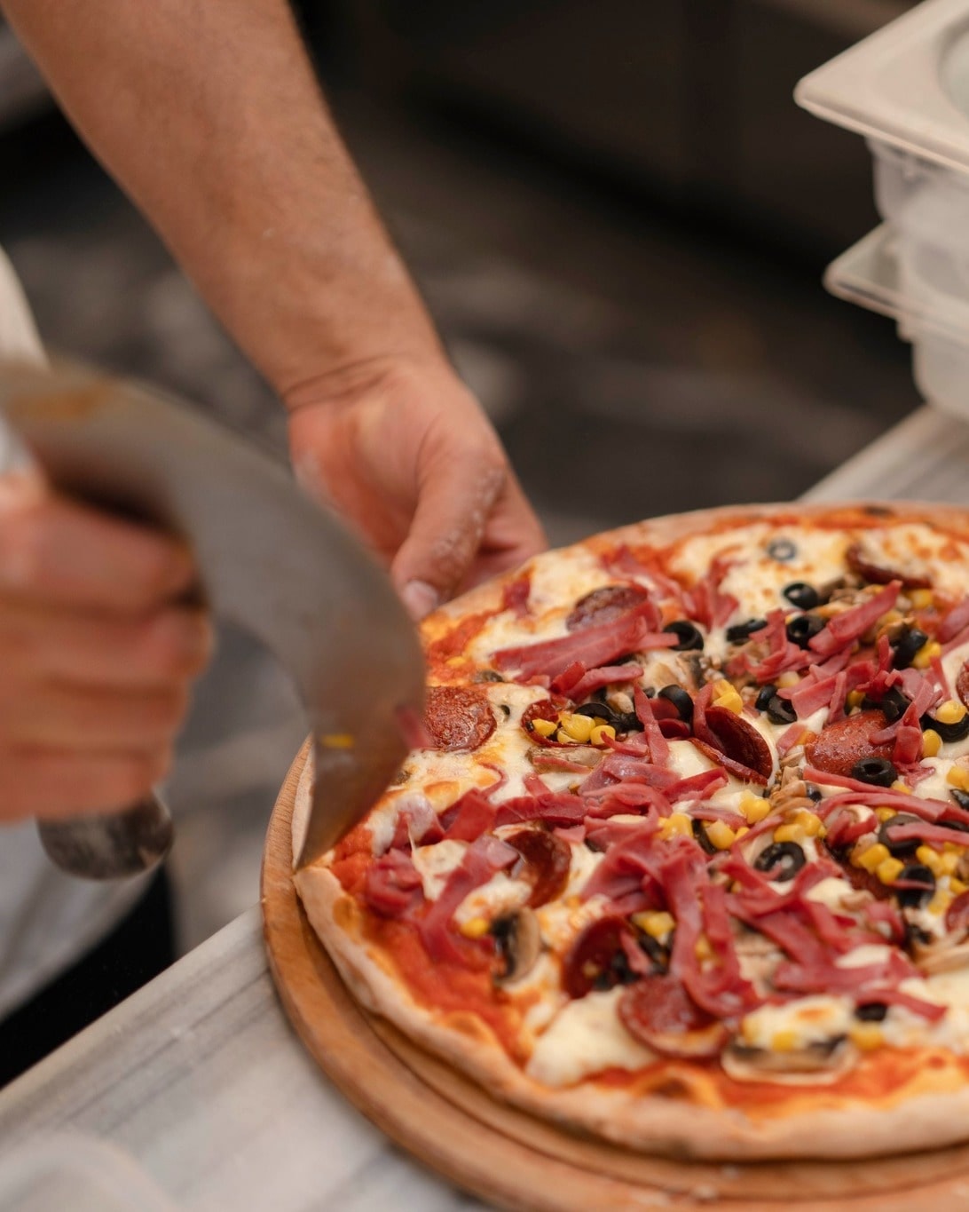 Meat-topped lahmacun from the Forno kitchen