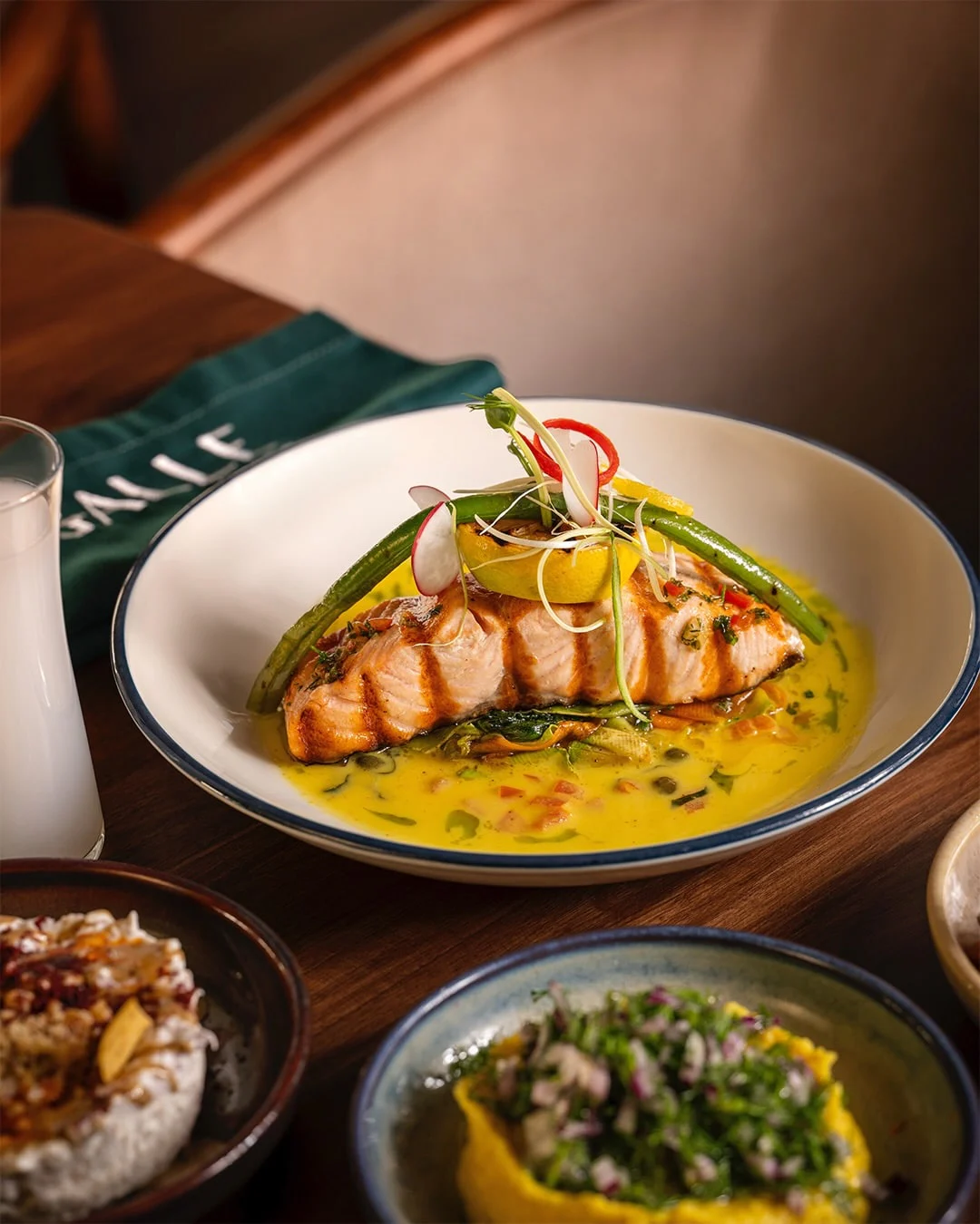 A fish plate with sauce from the Galle Hill kitchen