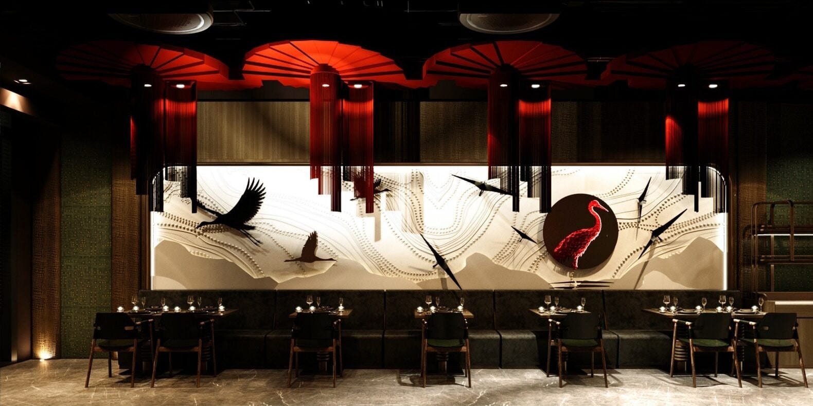 The dining room at Ginkgo Asian Dining in Tersane Istanbul