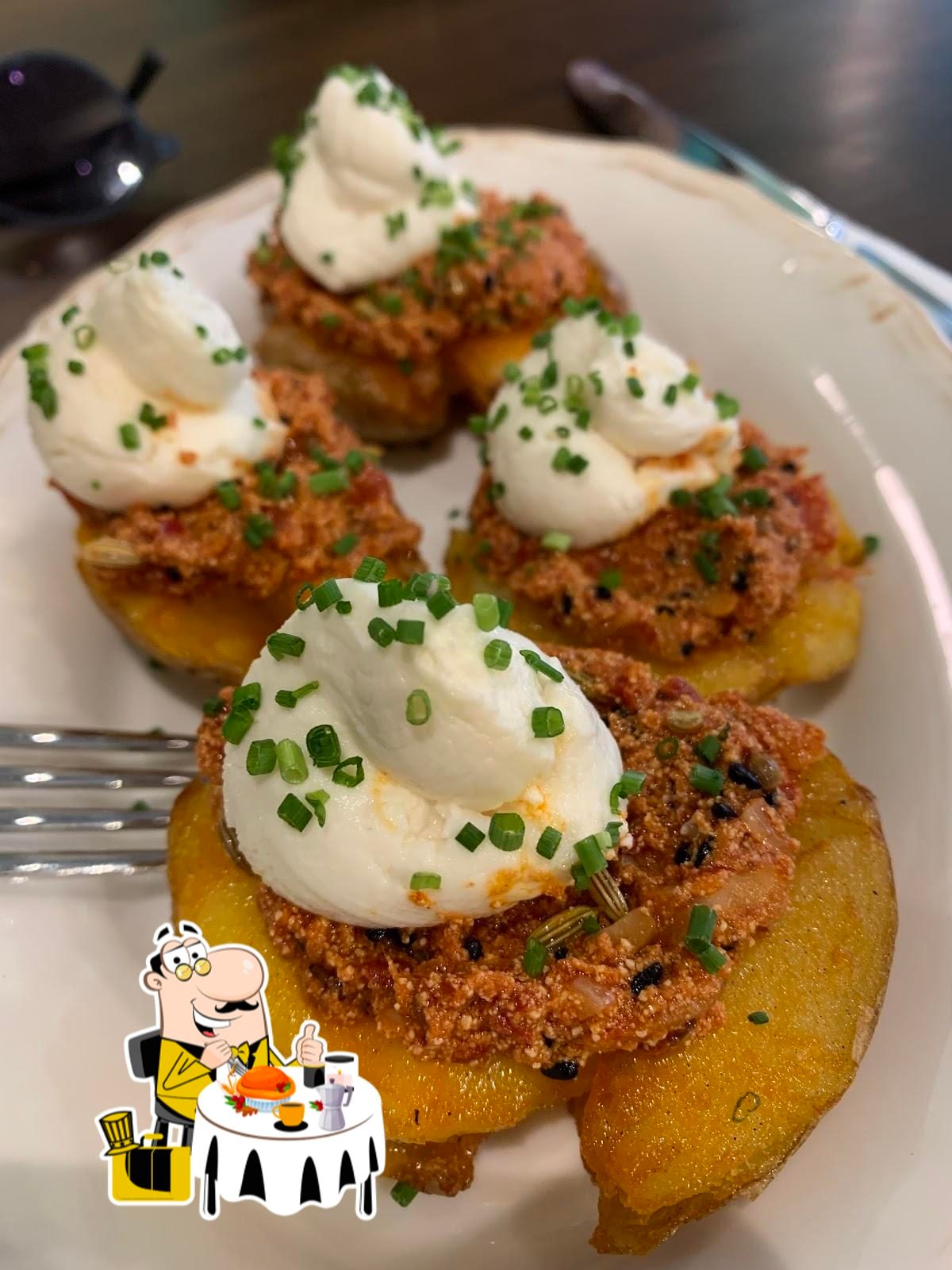 Potatoes with poached eggs at Habak Potato Co.