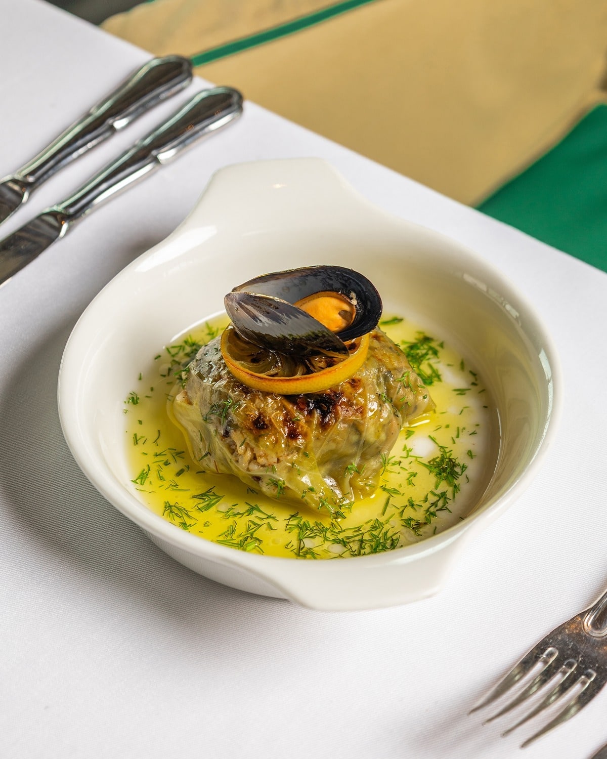 a view of the food and setting at liman istanbul