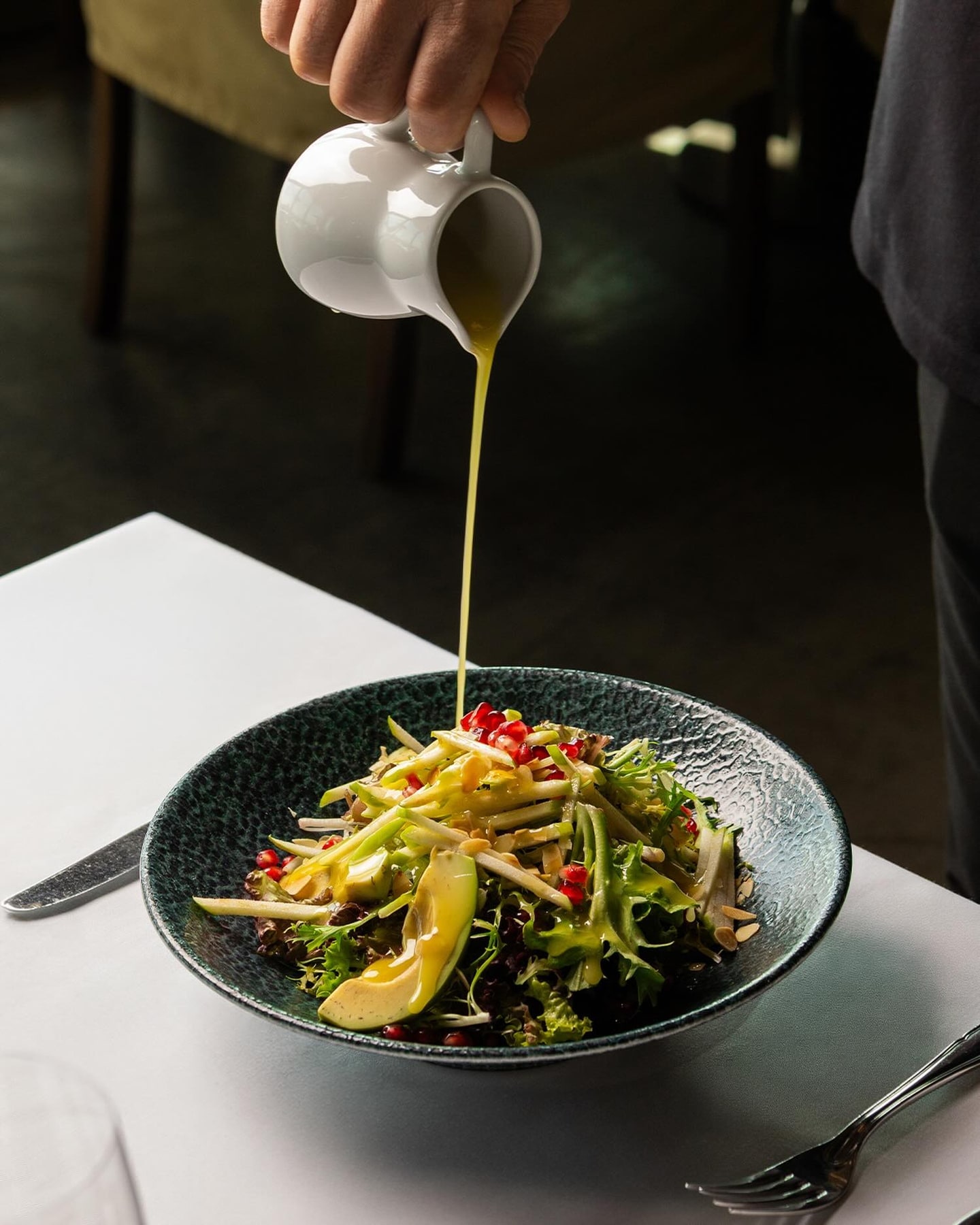 a view of the food and setting at liman istanbul