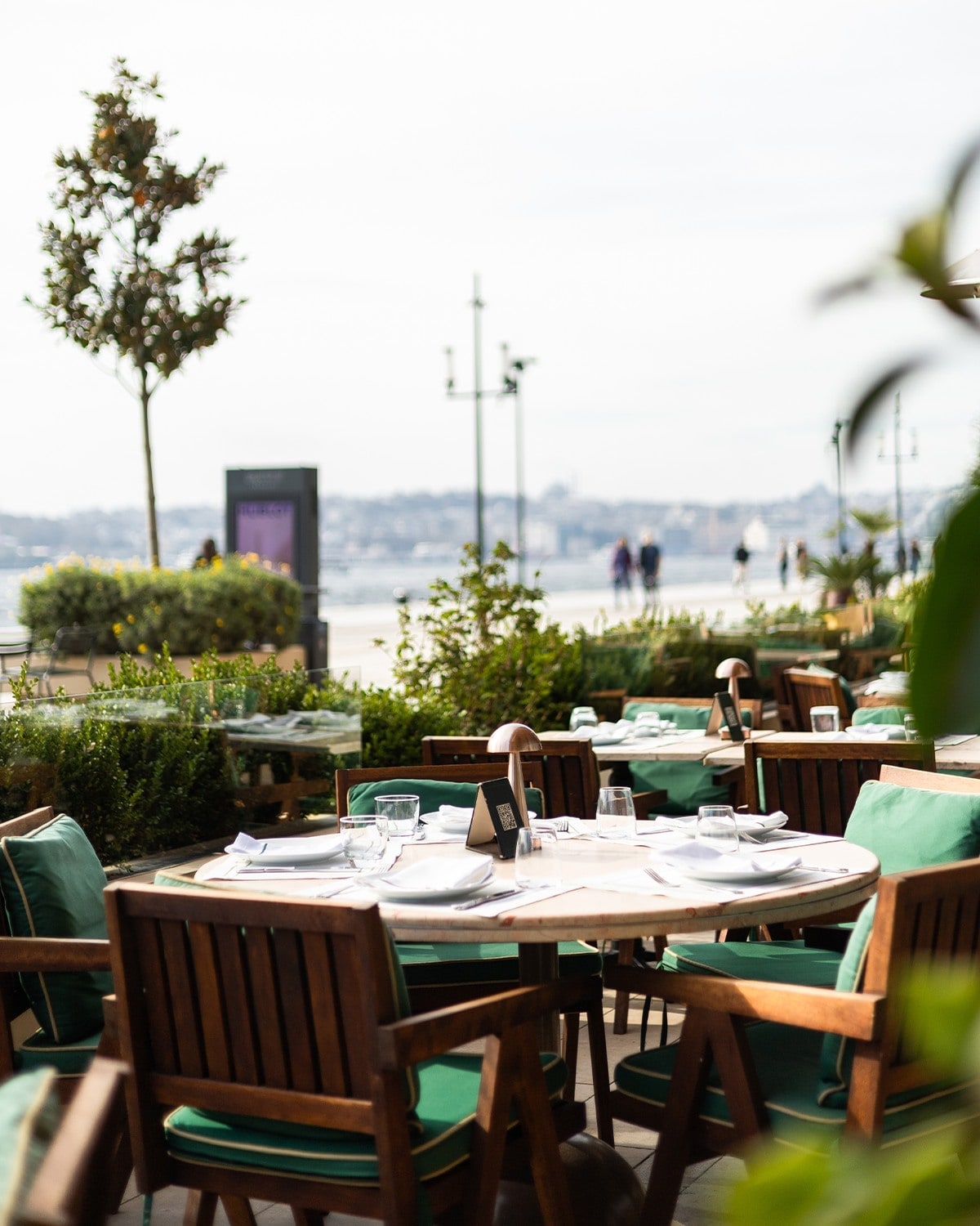 a view of the food and setting at liman istanbul
