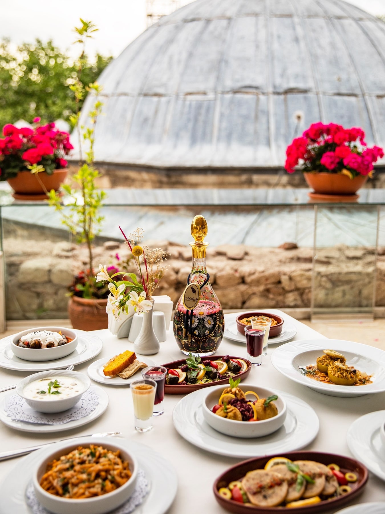 The elegant dining room at Matbah Restaurant