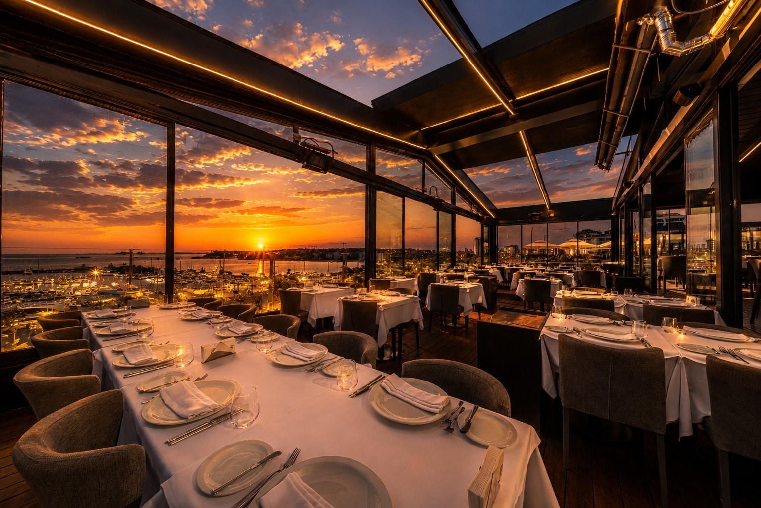 Ouzo Roof restoranının mekânı ve atmosferi