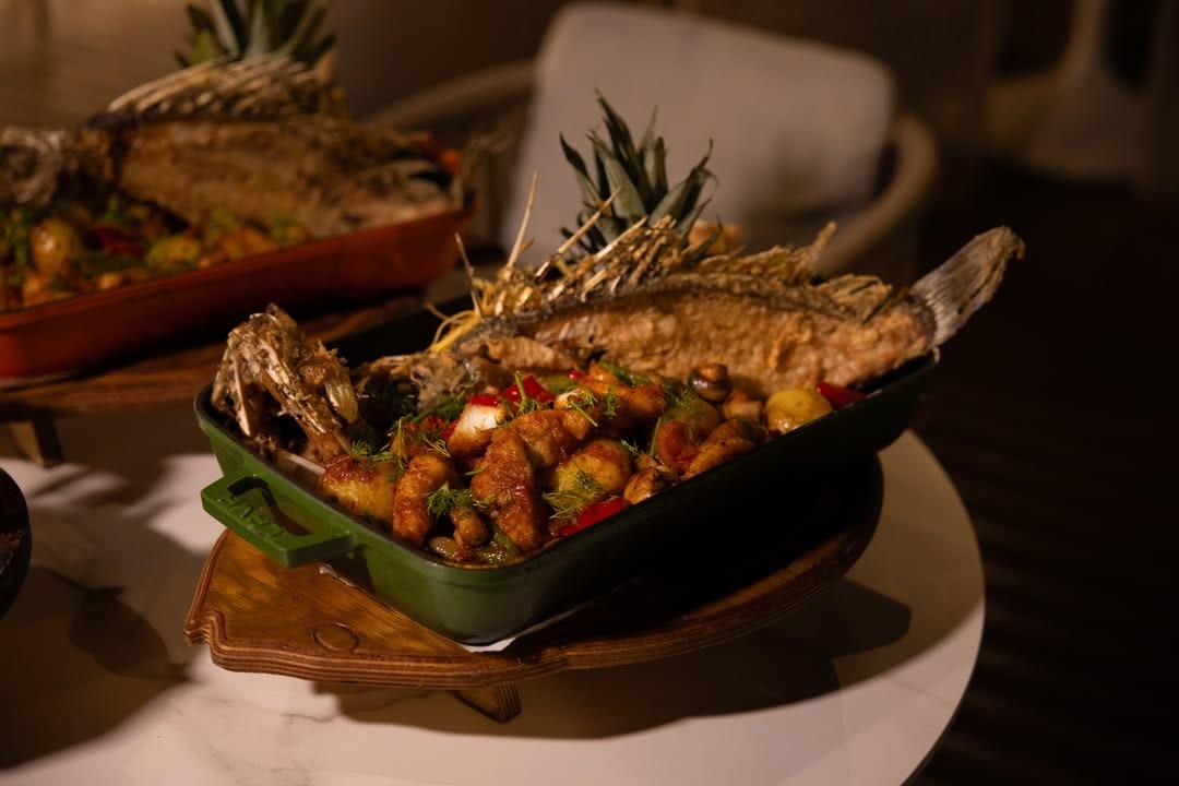 grilled fish served with vegetables at Villa Bosphorus
